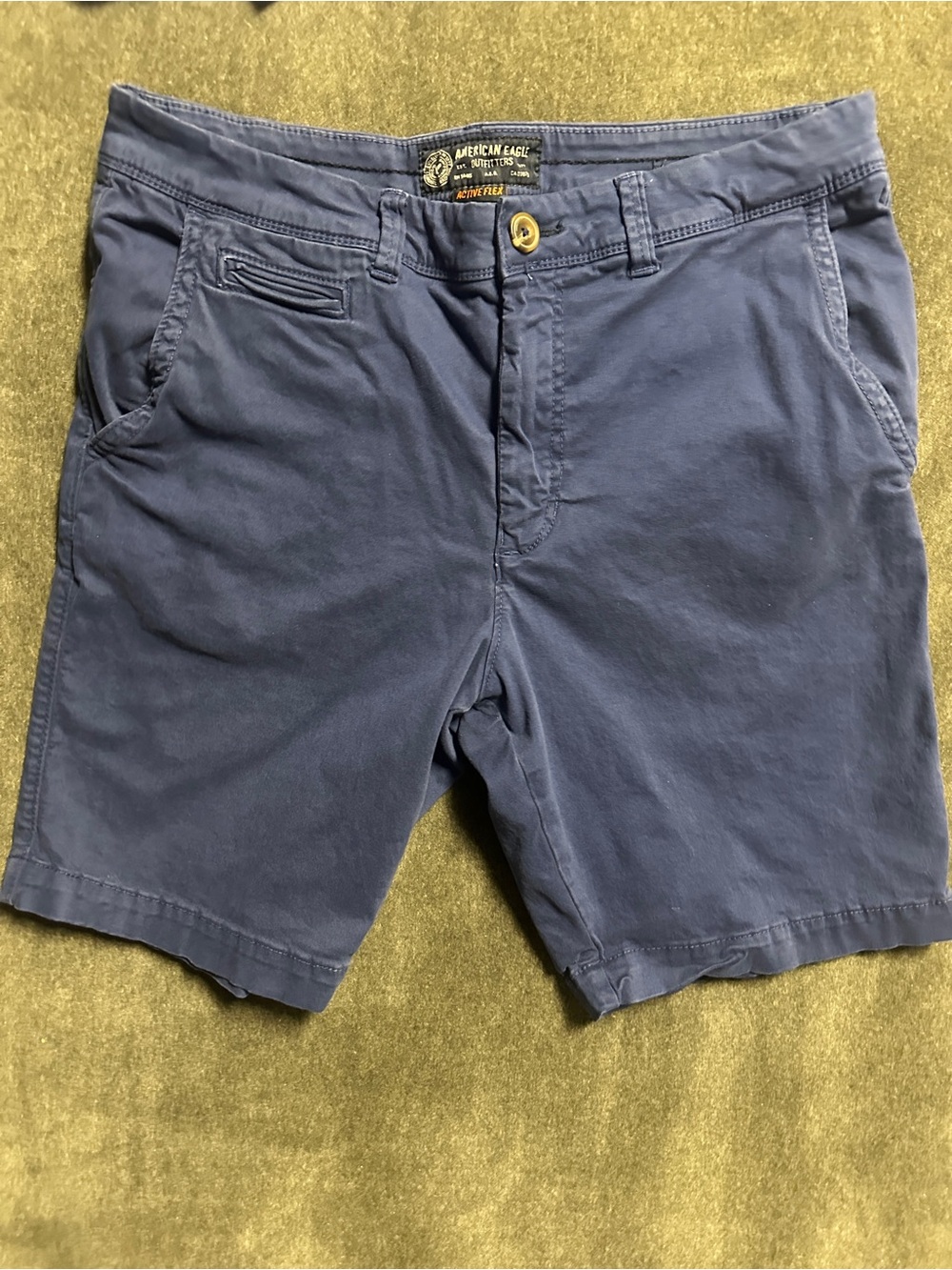 American Eagle Active Flex Slim Chino Shorts Men’s 34 Navy Blue Stretch